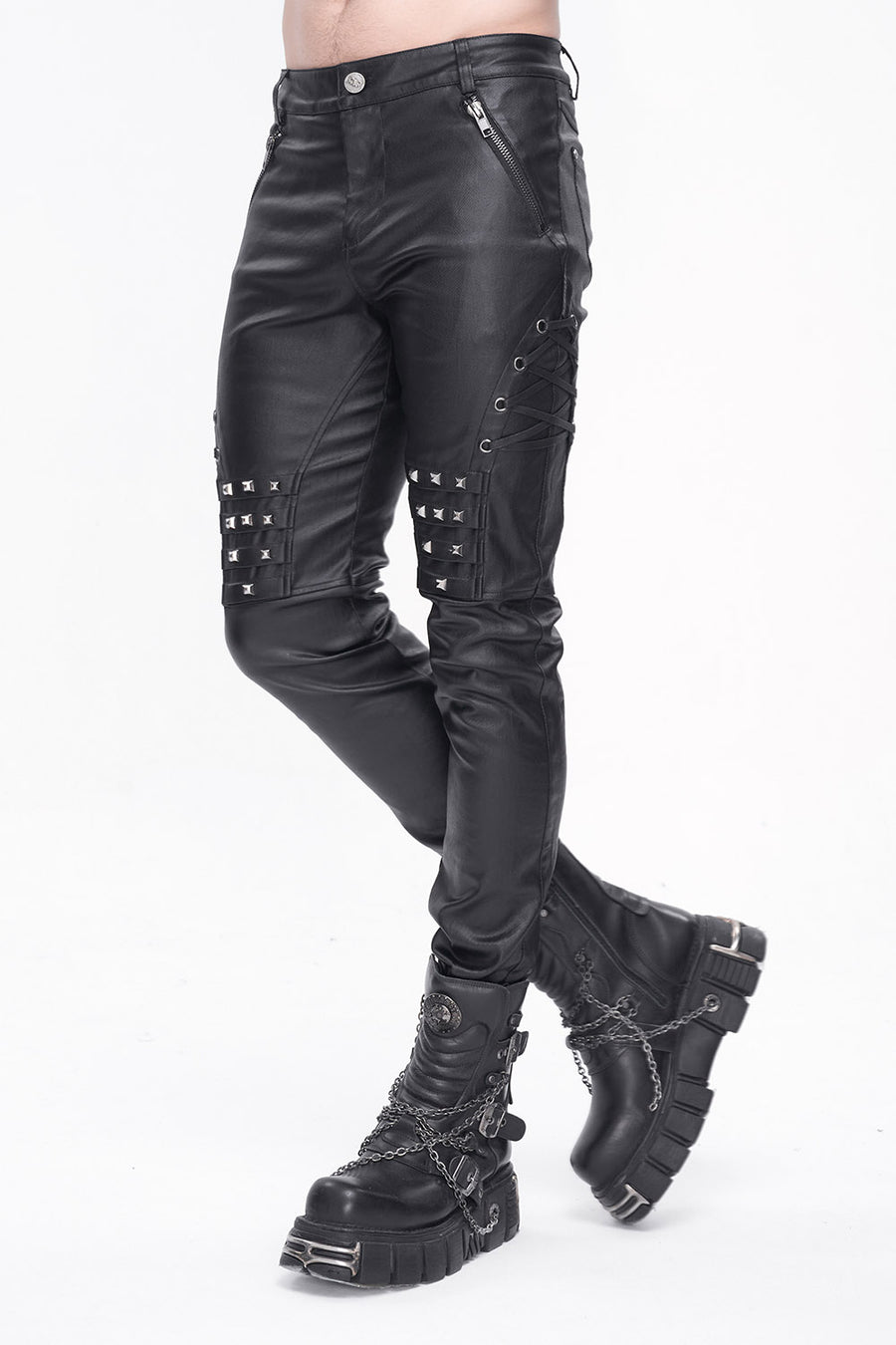 mens slim fit leather pants