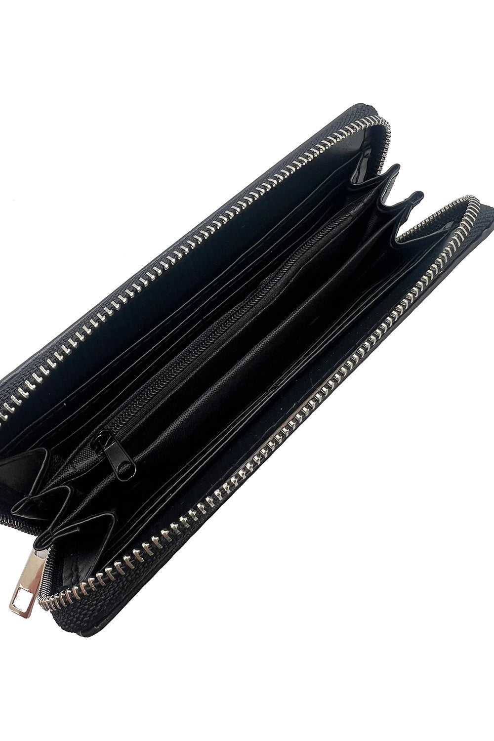 large black vegan leather goth wallet with zipper coin purse