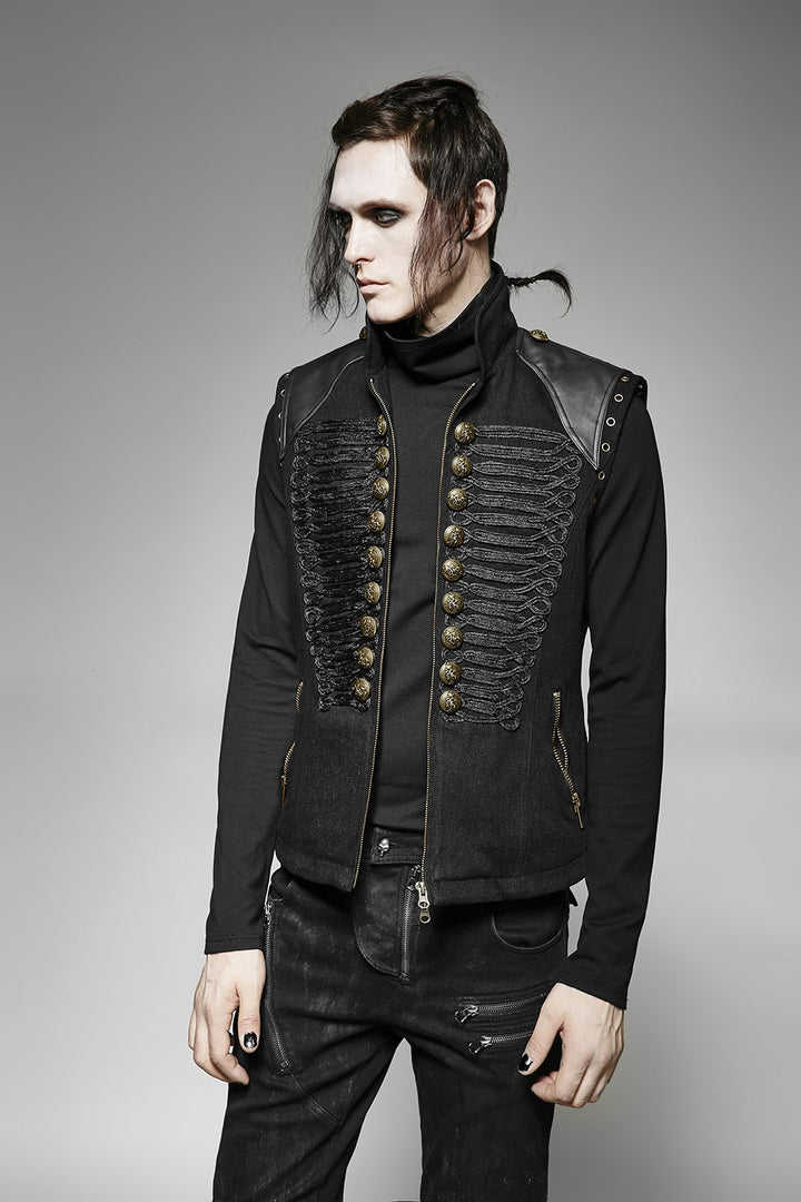 mens black cotton steampunk vest