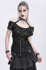 womens black grunge goth short sleeve top