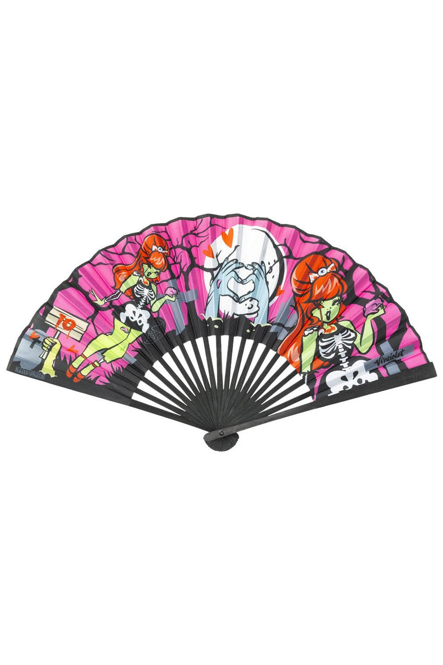 Zombie Girl Pink Fabric Fan