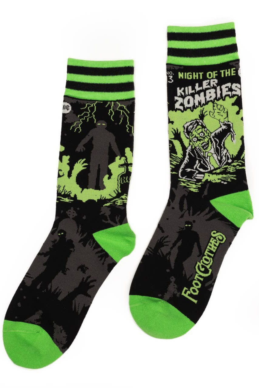 night of the living dead horror b-movie zombie socks