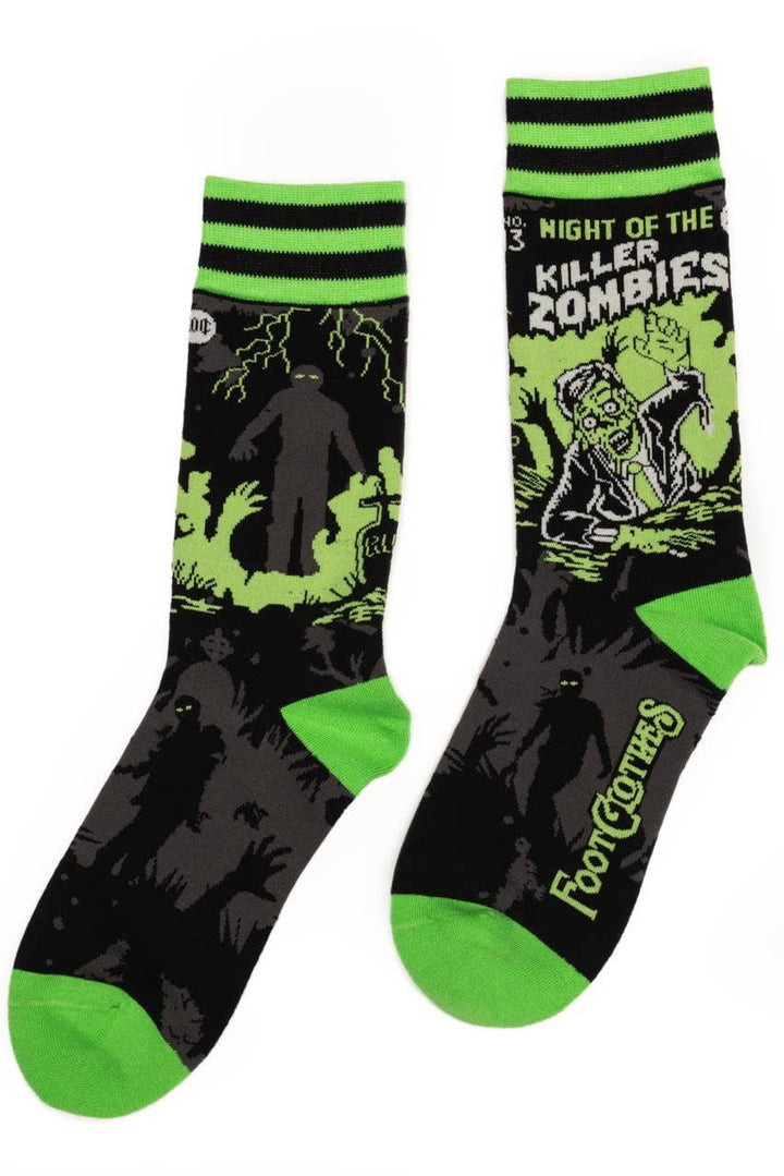 night of the living dead horror b-movie zombie socks