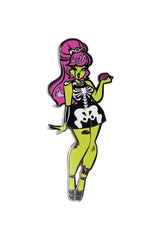 Zombabe zombie girl enamel pin for goth punk grunge outfits spooky fashion horror collectibles and dark alternative style
