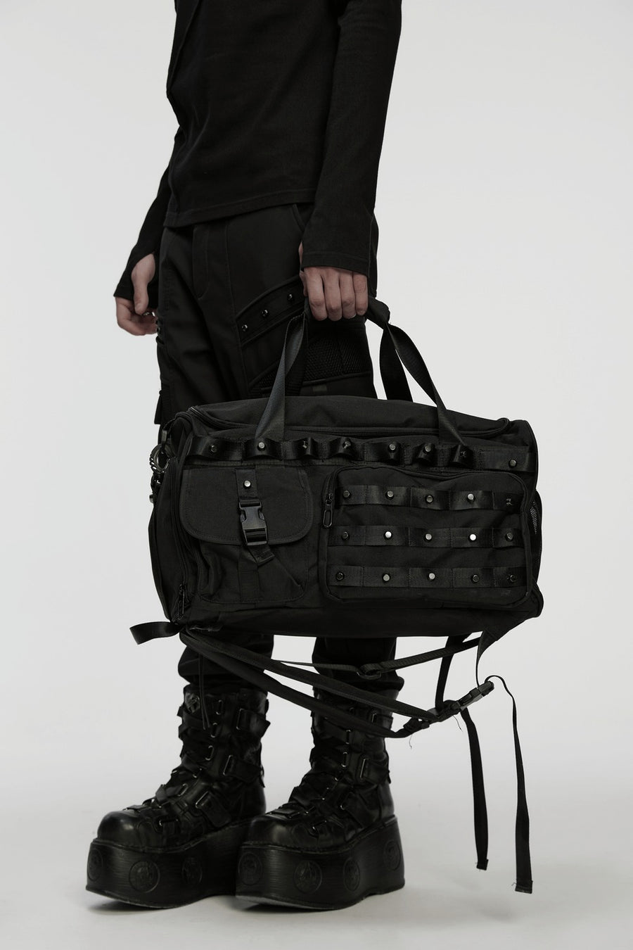 grunge goth tactical duffel bag