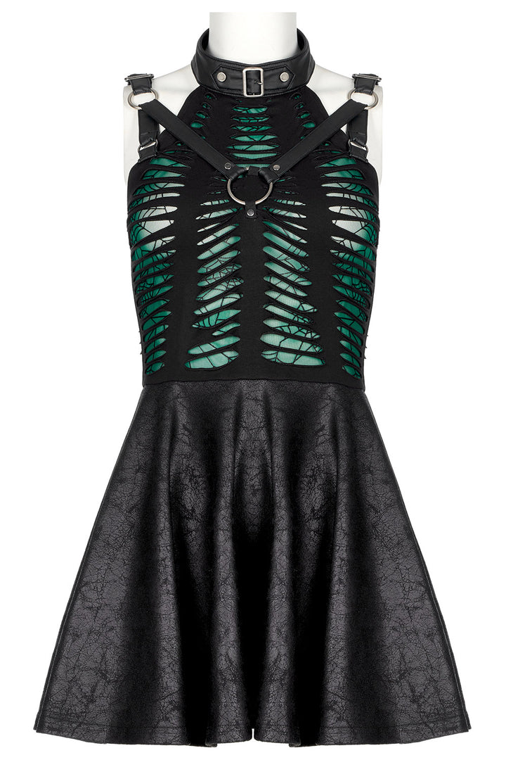 Webbed Skater Dress [GREEN]