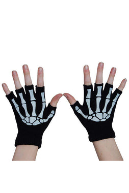 Fingerless Skeleton Gloves [Black/White]