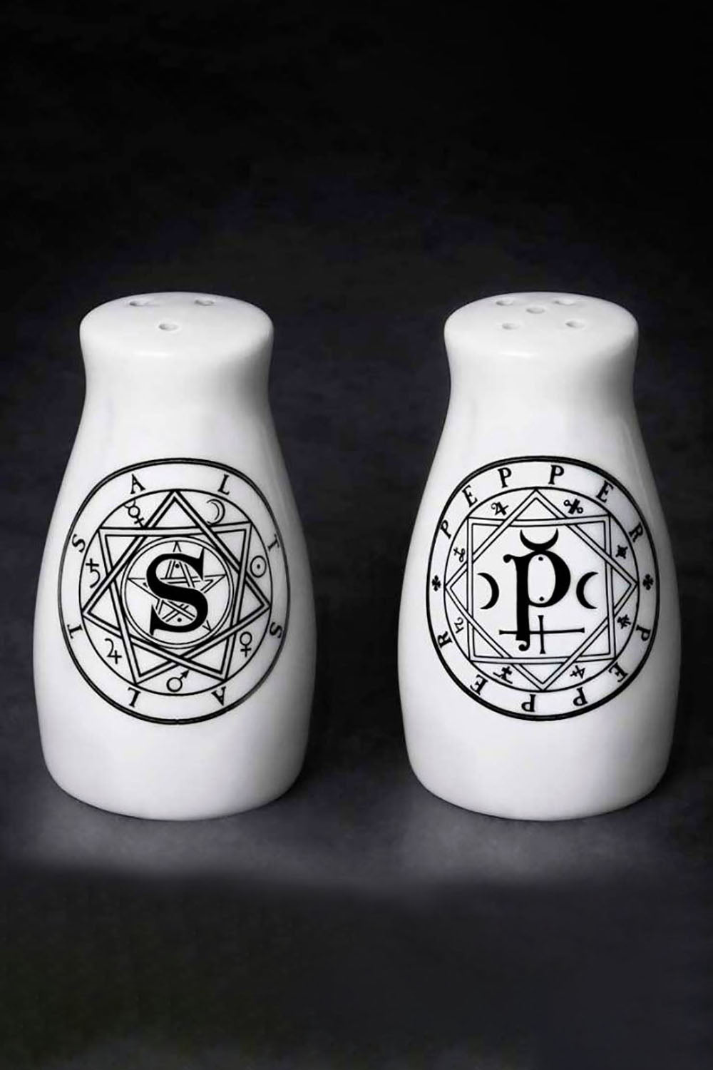 occult goth salt and pepper shakers