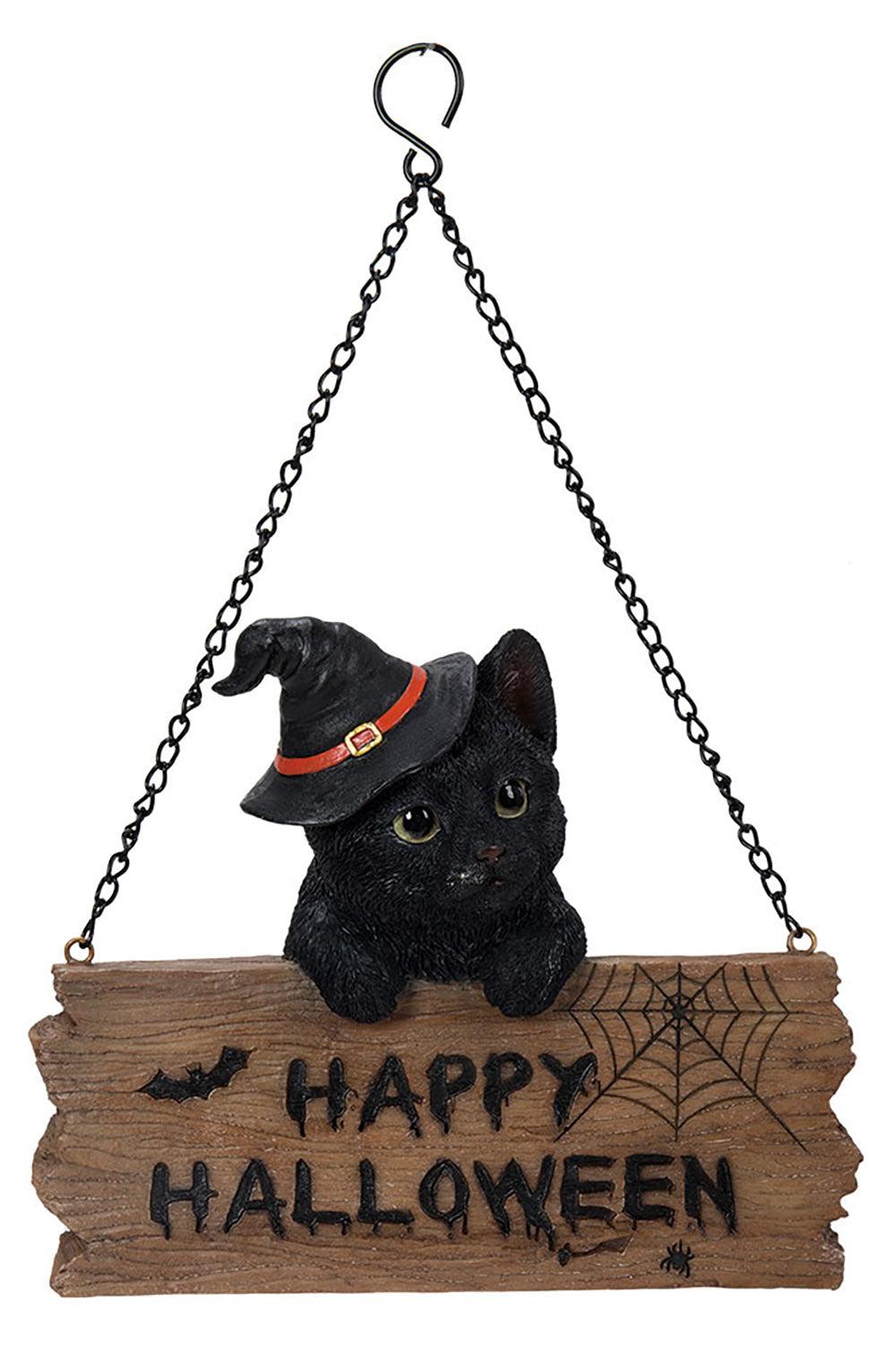 Pacific Giftware Black Kitten W/ Board Hanging Sign - VampireFreaks