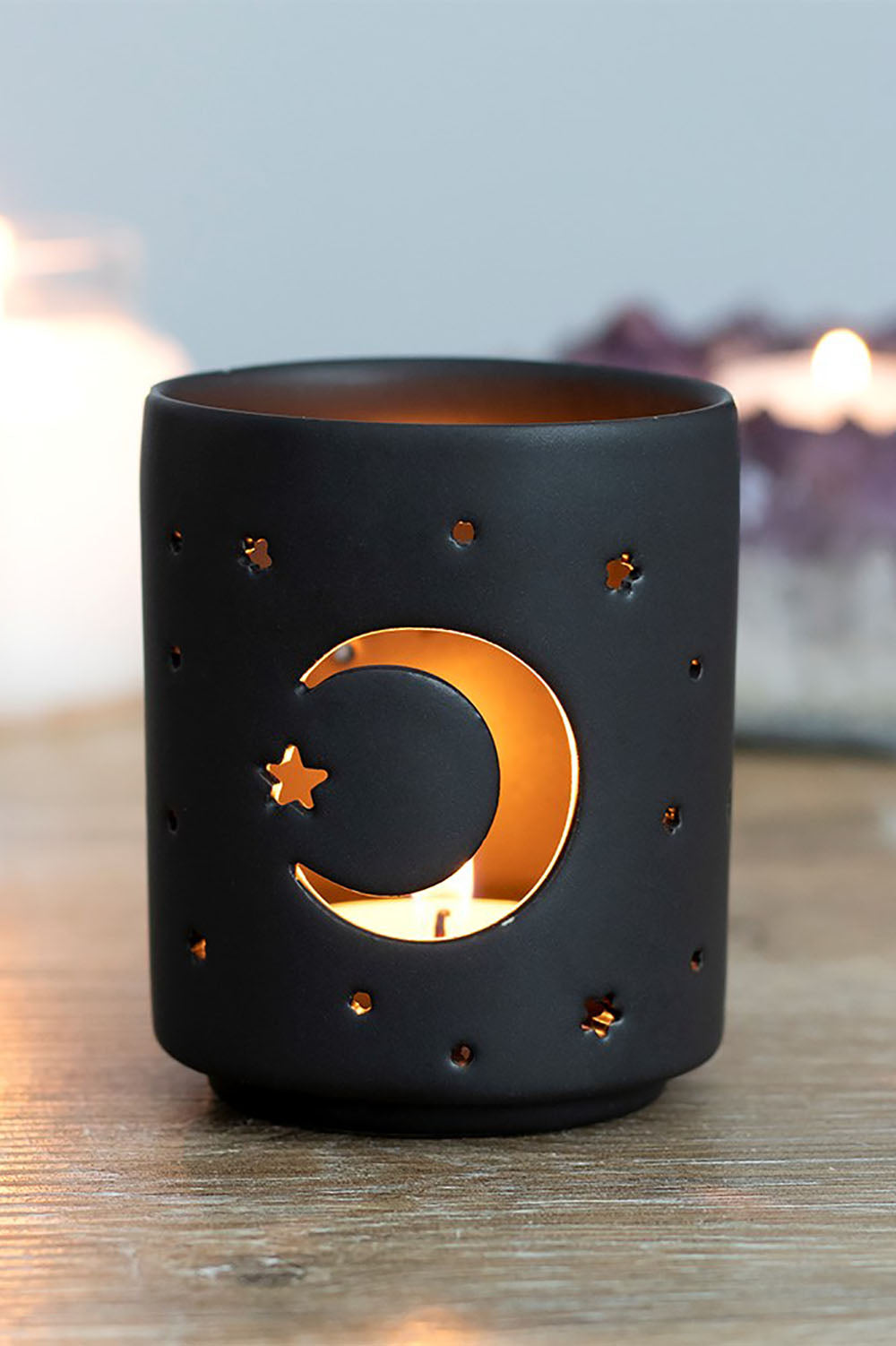moon tea light candle holder