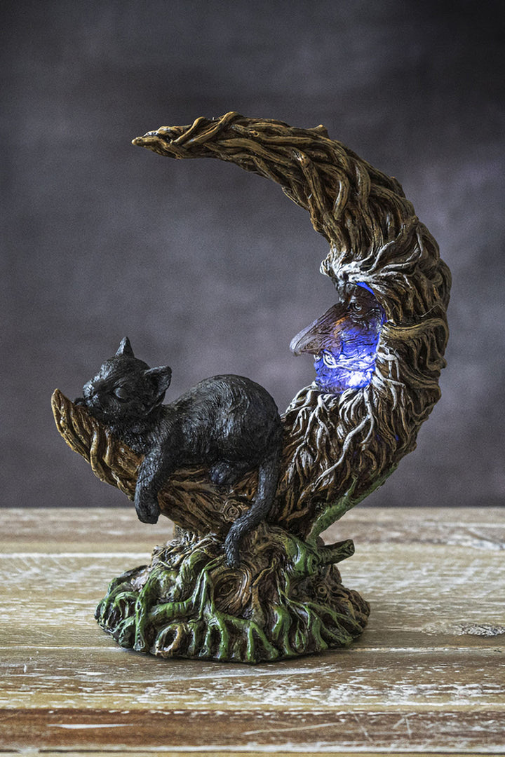 Black Cat on Moon Statue