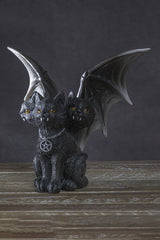 Triple Headed Winged Cat Statue