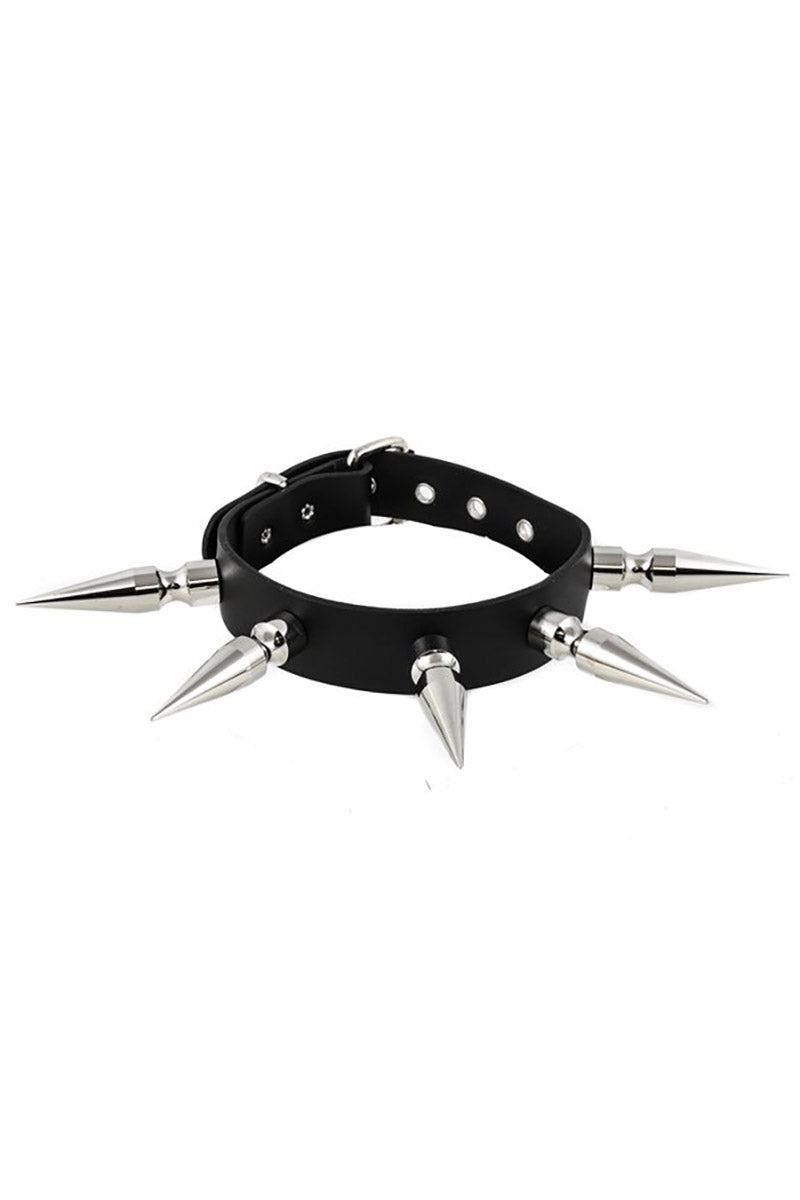 Epic 3" Giant Spiked Leather Choker - Vampirefreaks Store