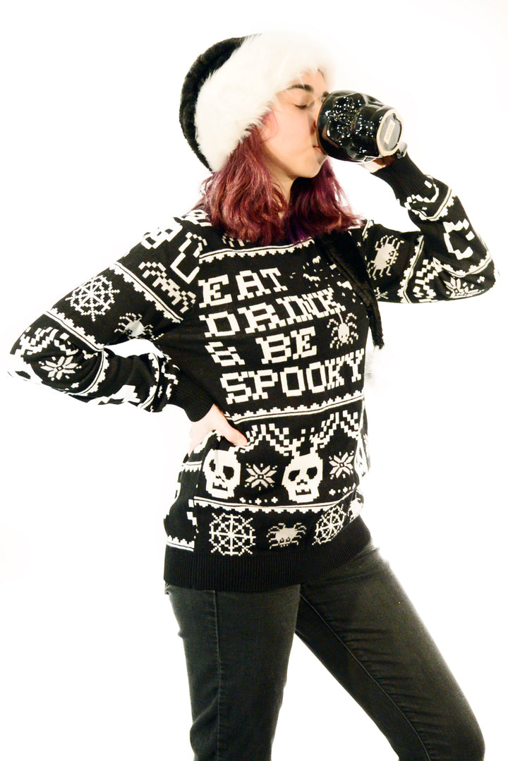 Gothic Christmas Sweater Eat Drink & Be Spooky