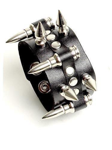 Bullet & Spikes Leather Bracelet - Vampirefreaks Store