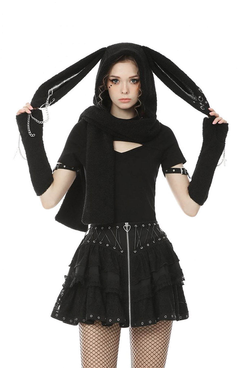 Emo Bunny Hooded Scarf
