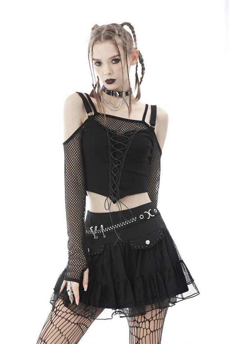 School Skullstice Mesh Mini Skirt