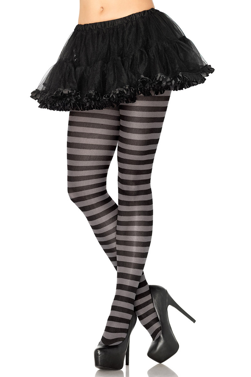 Black & White Striped Tights for Women