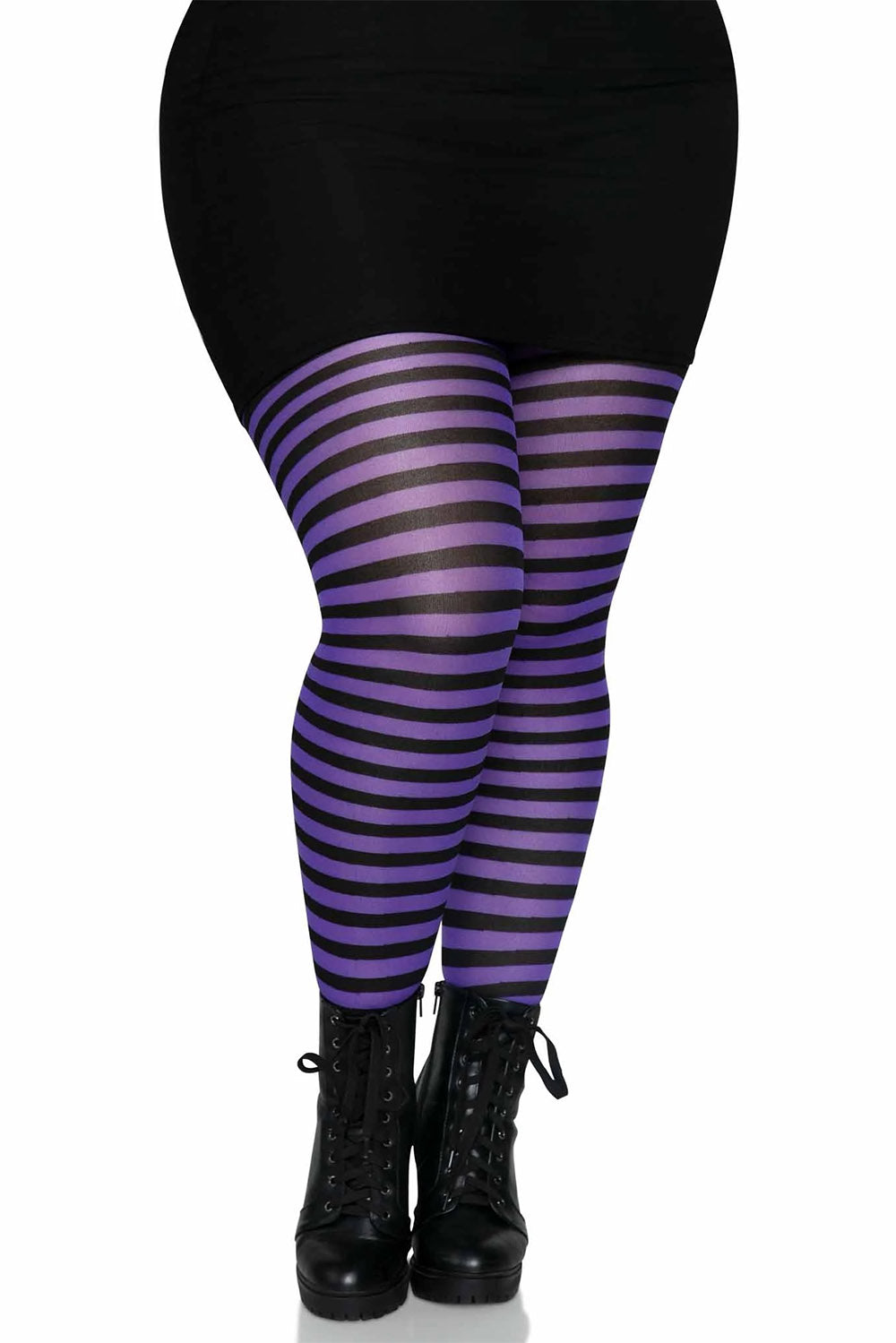 Black & Purple Striped Plus Size Leggings – Headstones and Hearses