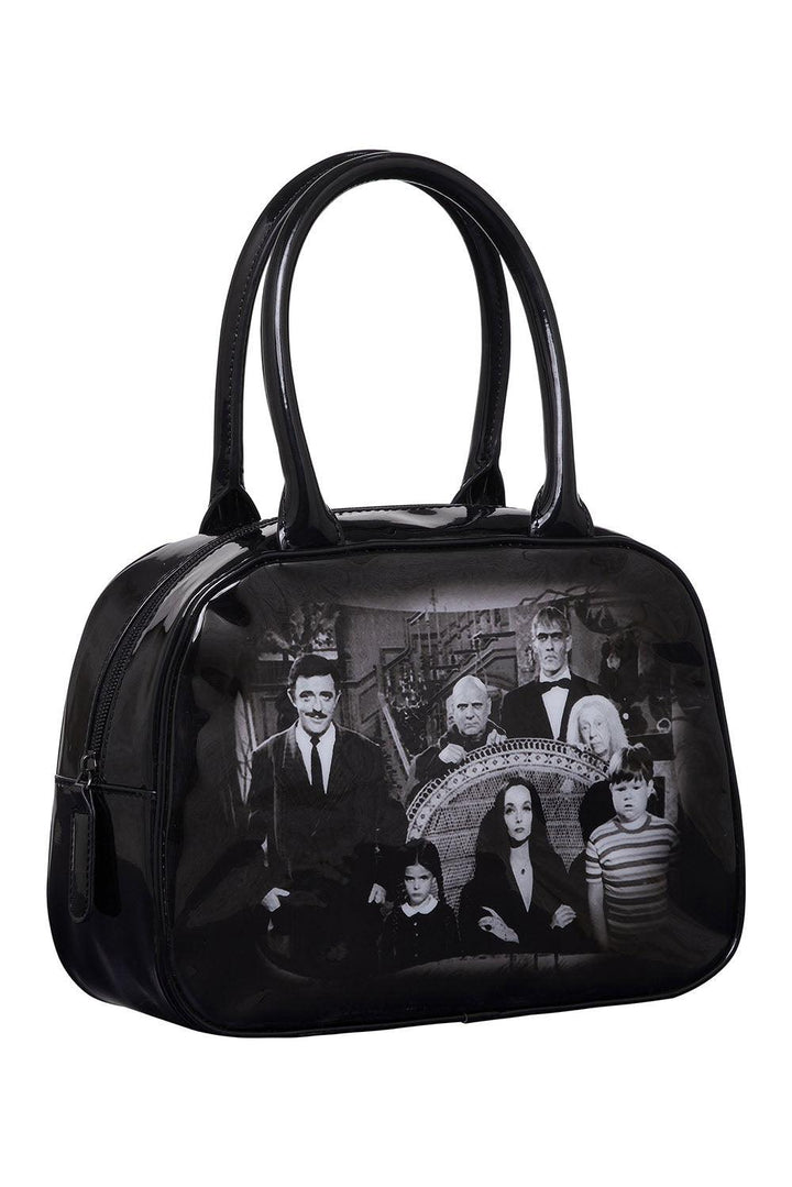 Rock Rebel Addams Family Bowler Handbag - VampireFreaks
