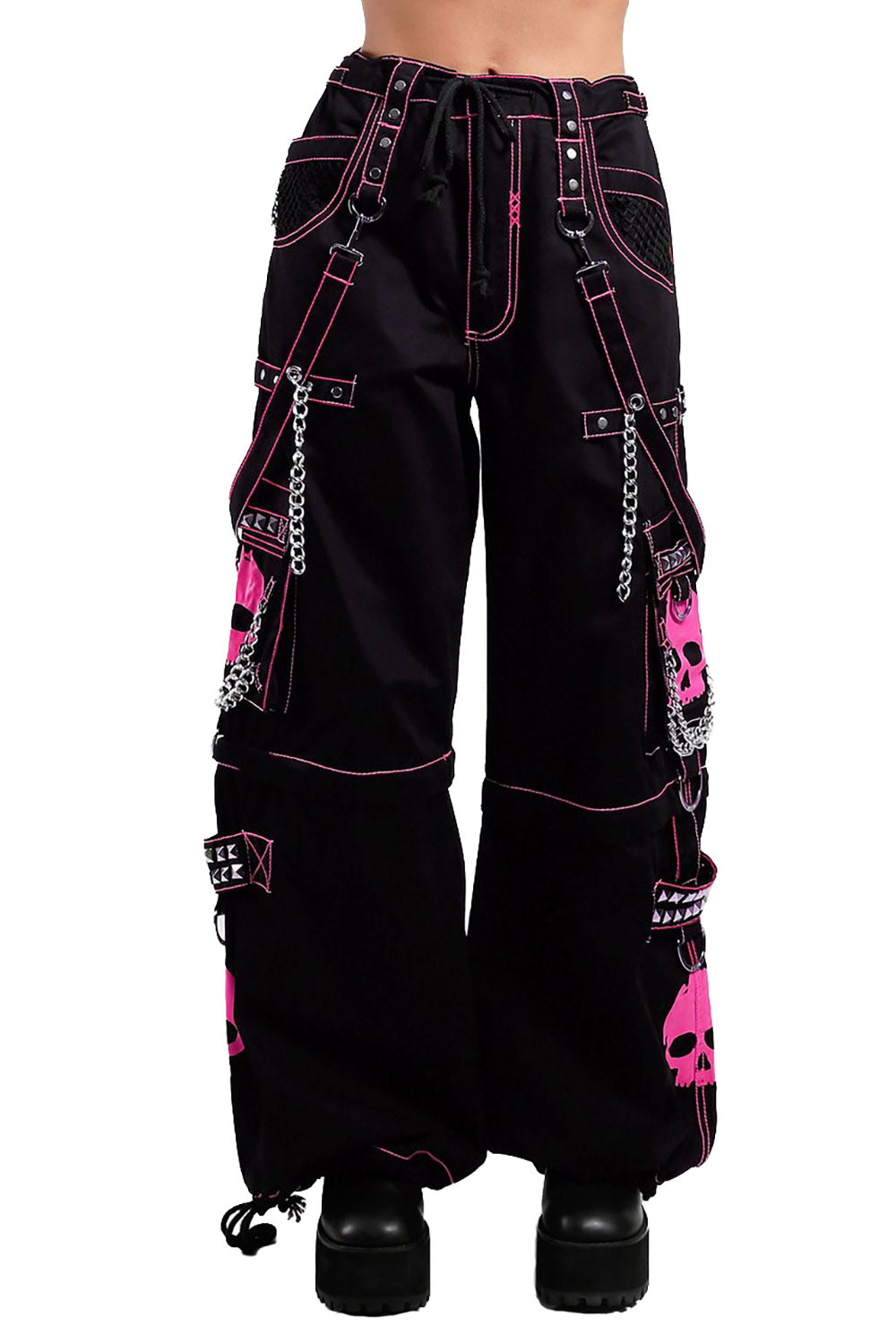 Royal Bones By Tripp Black & Pink Lace-Up Pants