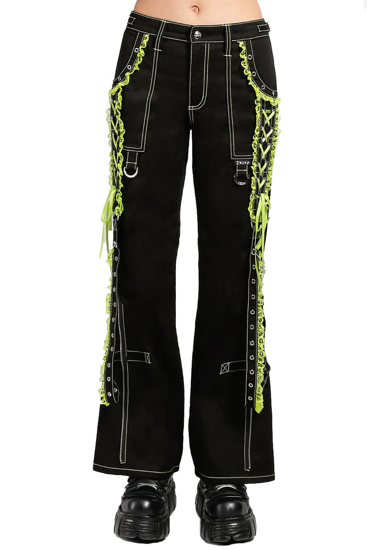 Lolita Dark Street Pants [Black/Lime Green]