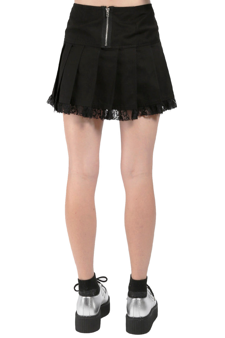 Lolita Pleated Skirt [Black/Black]
