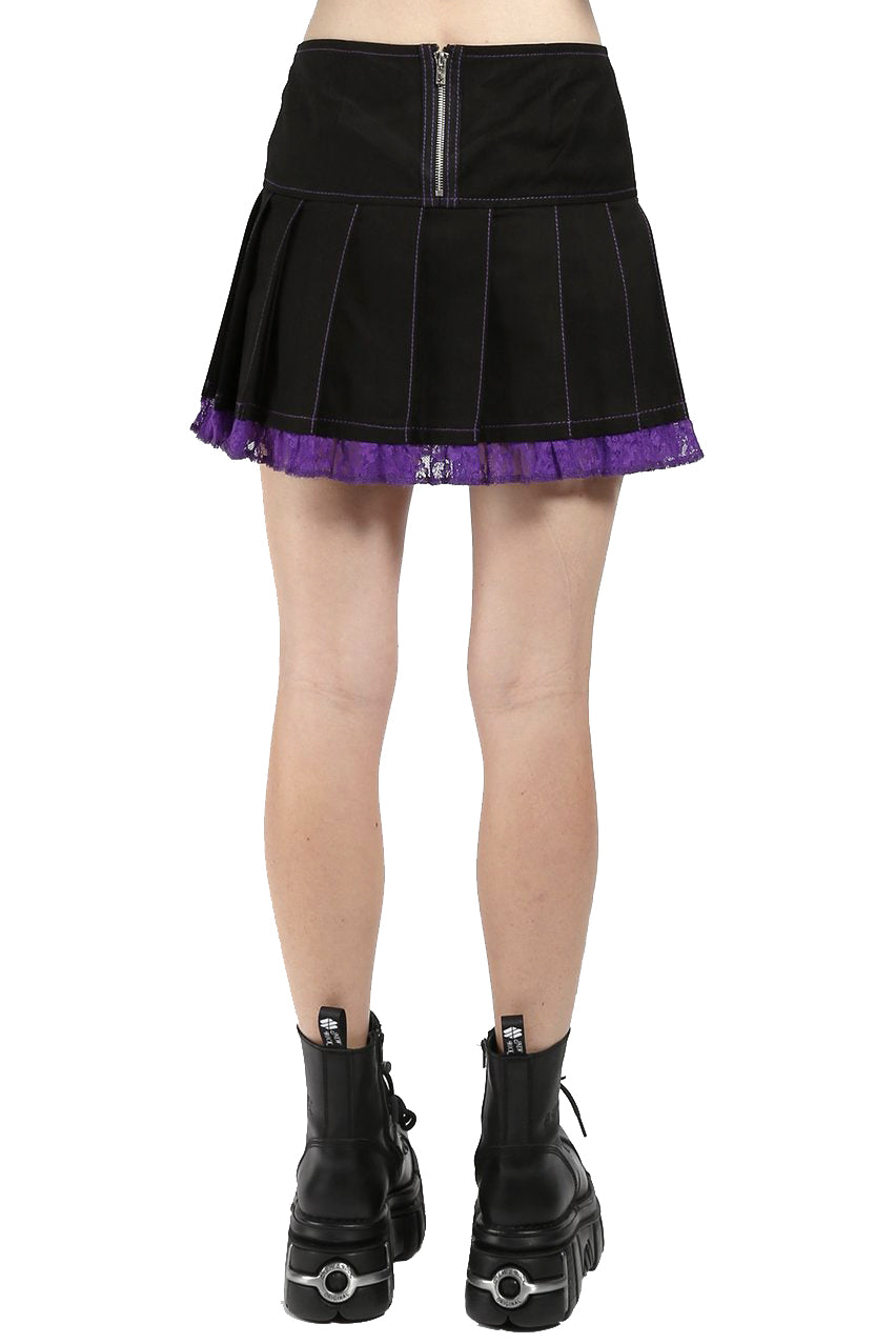 Lolita Pleated Skirt [Black/Purple]