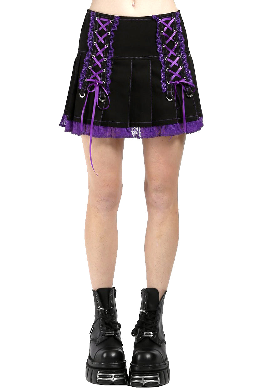 Lolita Pleated Skirt [Black/Purple]