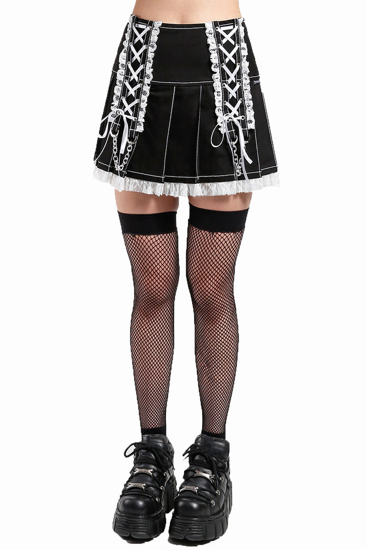 Lolita Pleated Skirt [Black/White]
