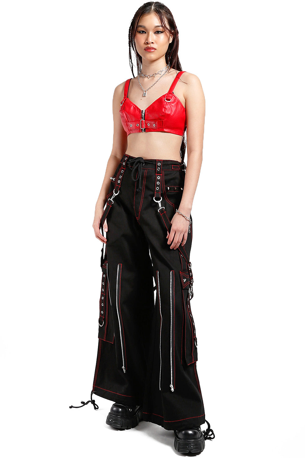 Pantalones Tripp Back Up Skull [negros con calaveras rojas]