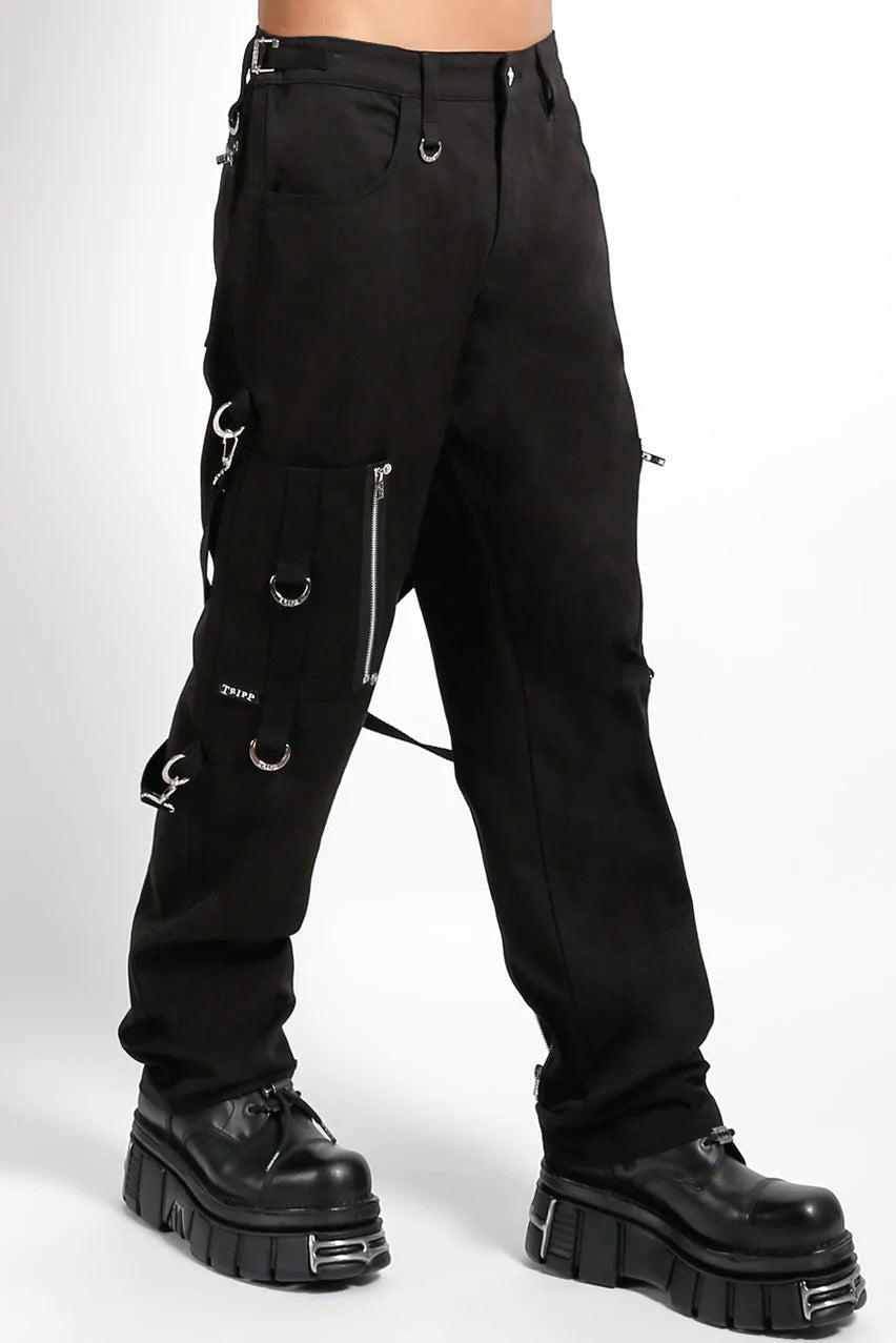 Pantalones negros de estilo skate punk con tirantes Tripp NYC