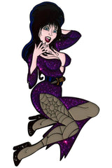 Purple Glitter Elvira XL Enamel Pin