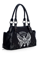 Bolso de mano con diseño de mariposa y esqueleto