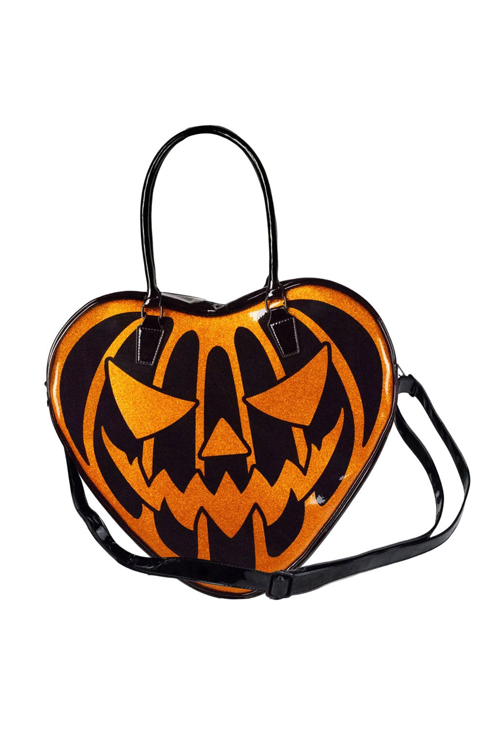 Pumpkin Glitter Heart Bag