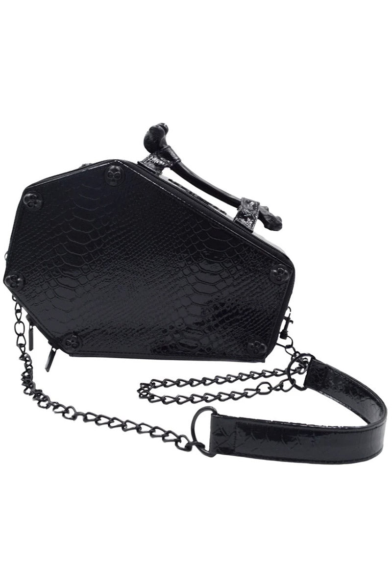 Skull Stud Croc Coffin Purse