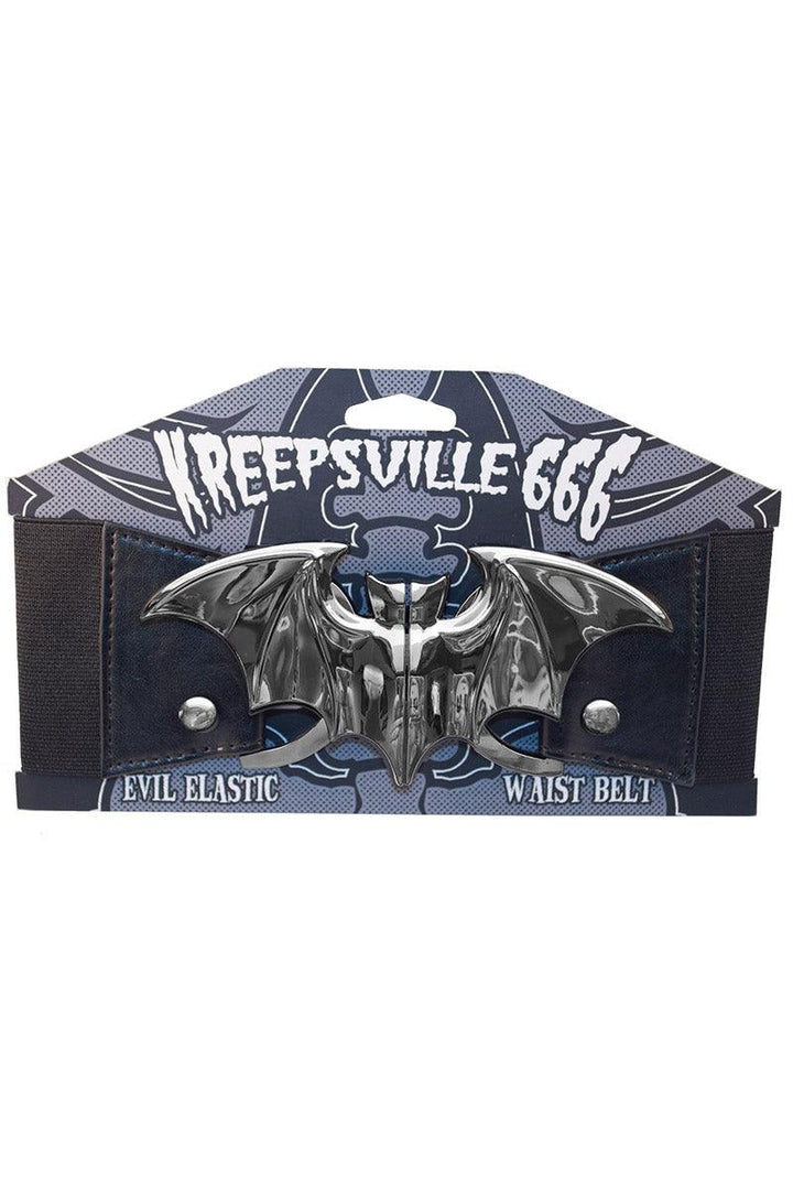 Kreepsville Bat Elastic Waist Belt (Silver Bat) - Vampirefreaks Store