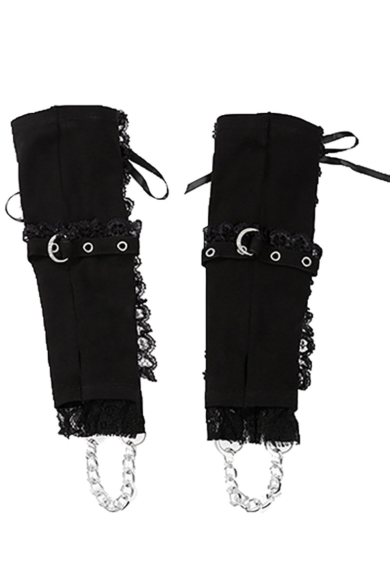 Tripp Lolita Lace and Chain Arm Warmers [Black/Black]