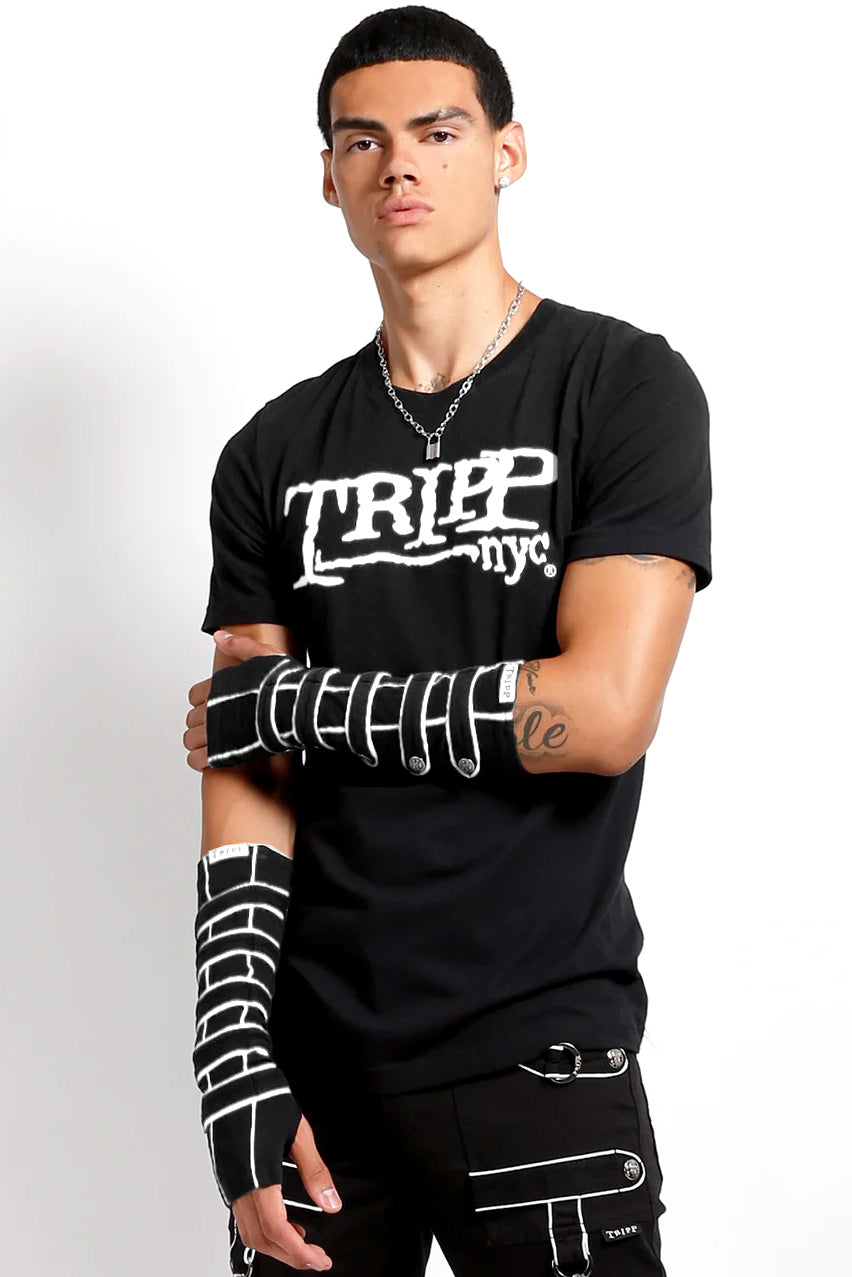 Tripp NYC Black Parade Armwarmers [Black/White] VampireFreaks
