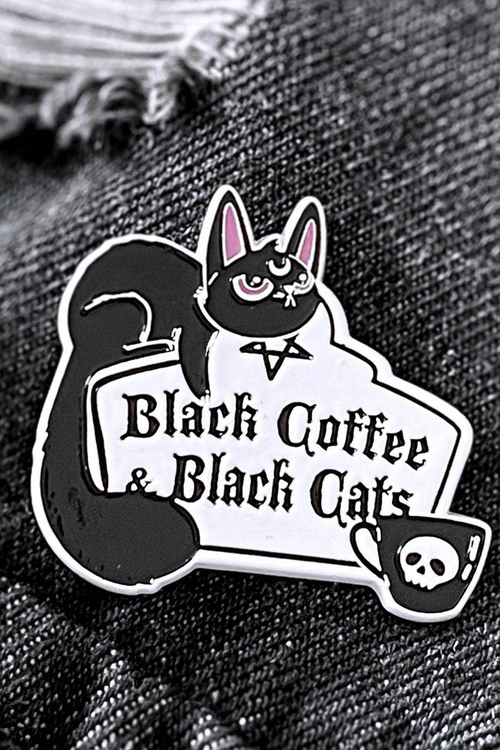 Killstar Coffee & Cats Enamel Pin - VampireFreaks