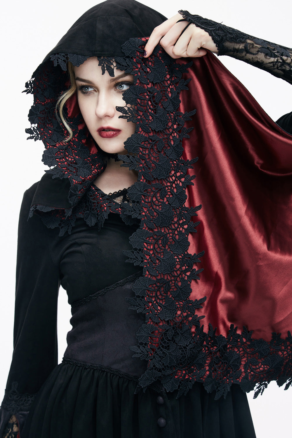 Blood Crimson Satin-Lined Cloak