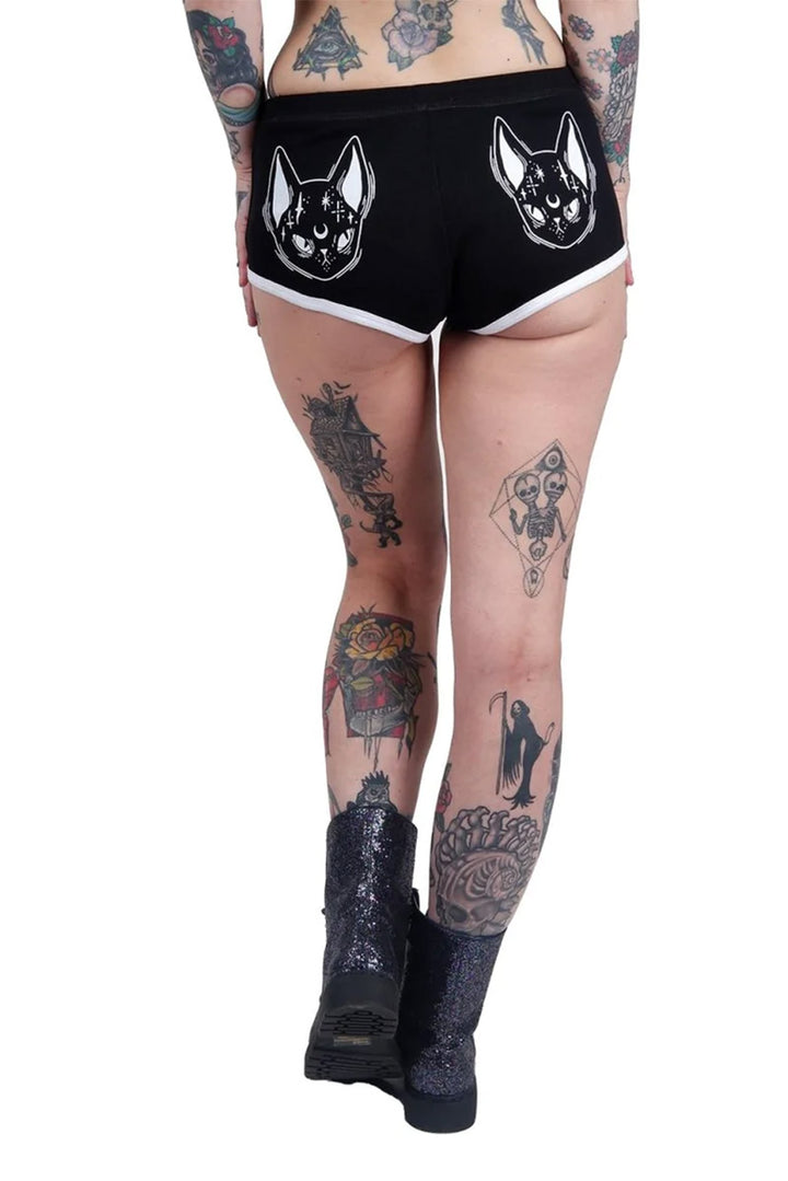 Witchy Cat Familiar Short Shorts [BLACK/WHITE]