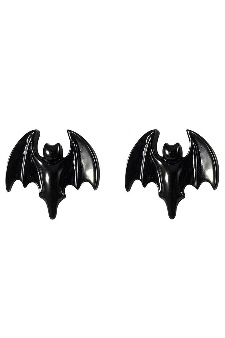 Kreepsville Bat Black Stud Earrings - VampireFreaks