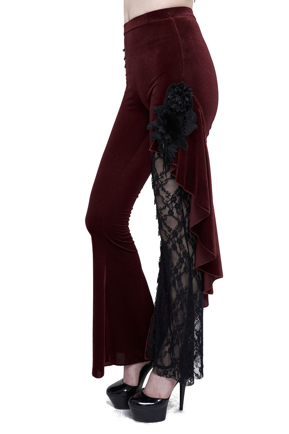 Burgundy Ruffle Leggings with lace trim Burgundy Ruffle Leggings with lace trim