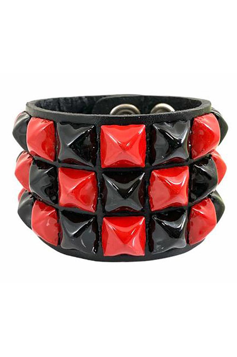 Funk Plus Bleed Black and Red Checkered Bracelet - VampireFreaks