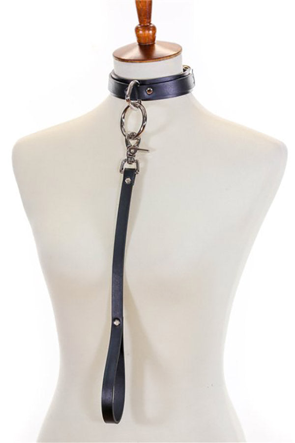 Leather O-ring collar with Leash - Vampirefreaks Store