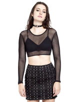 Tripp NYC Long Sleeve Crop Fishnet Top