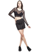 Tripp NYC Long Sleeve Crop Fishnet Top