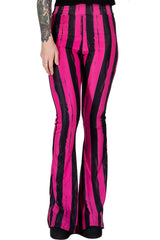 Gestreifte Schlaghose Hellz Bellz im Used-Look [SCHWARZ/ROSA]