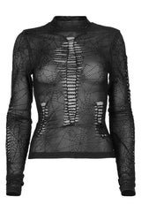 Slasher Girl Spiderweb Top [BLACK]